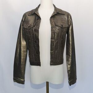 Veronica Beard Denim Jean Jacket Gold Finish Size Small VGUC